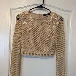 Carli Bybel x Missguided Lace Long Sleeve Crop Top